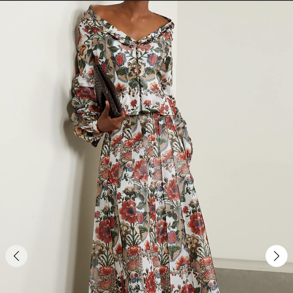 Brook Collection Sabrina Ruffled Floral-Print Taffeta Jacket - Picture 2 of 13